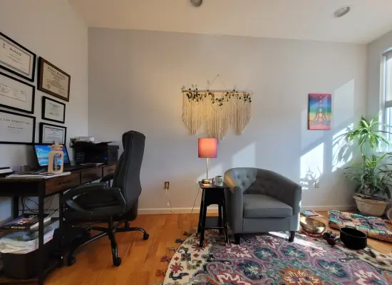 Wall office view of therapist chair